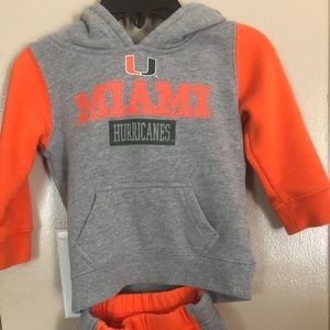 Miami Hurricanes Boys Size 6-12 month 2 pc Set